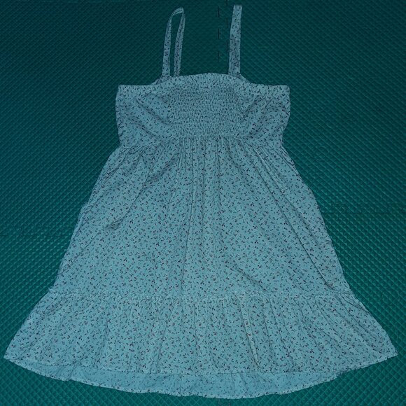 Floral Cotton Strap Sundress: Smocked Back, Ruffle Hem - Picture 2 of 2